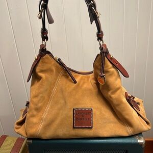 Dooney & Bourke Tan Suede Bag with Brown Leather Trim
